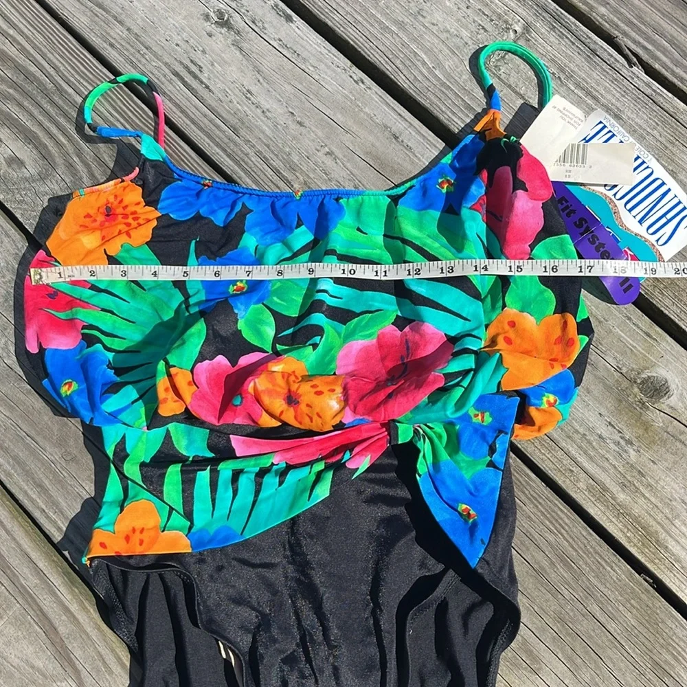 NWT vintage Sandcastle Swim Fit System tropical swimsuit 12 - Picture 8 of 11